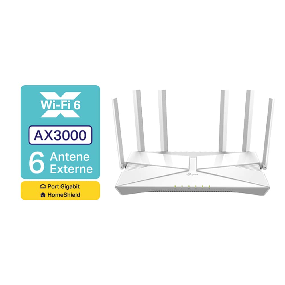 Router Wireless Gigabit TP-LINK Archer AX56, AX3000, Wi-Fi 6, Dual-Band 574+2402 Mbps, alb