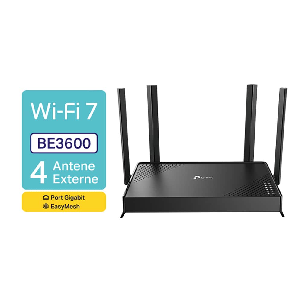 Router Wireless Gigabit TP-LINK Archer BE220 BE3600, Wi-Fi 7, Dual-Band 688 + 2882 Mbps, negru