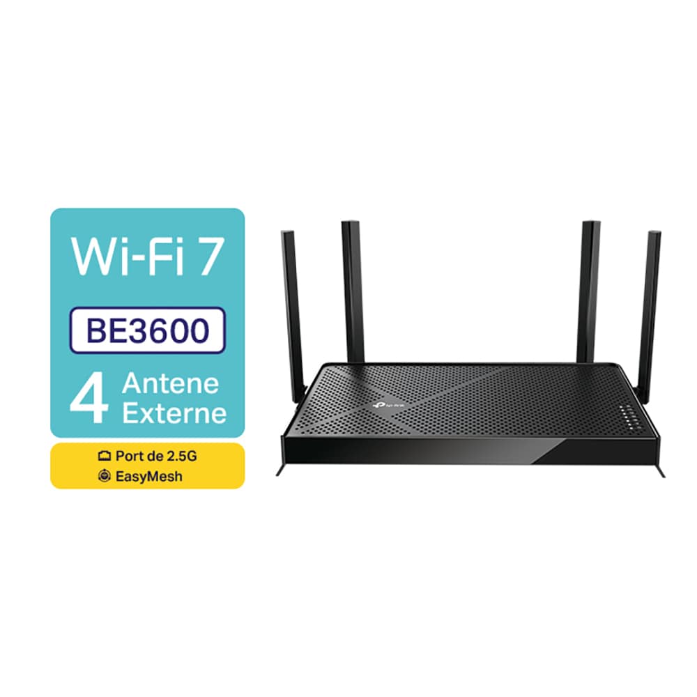 Router Wireless Gigabit TP-LINK Archer BE230 BE3600, Wi-Fi 7, Dual-Band 688 + 2882 Mbps, negru