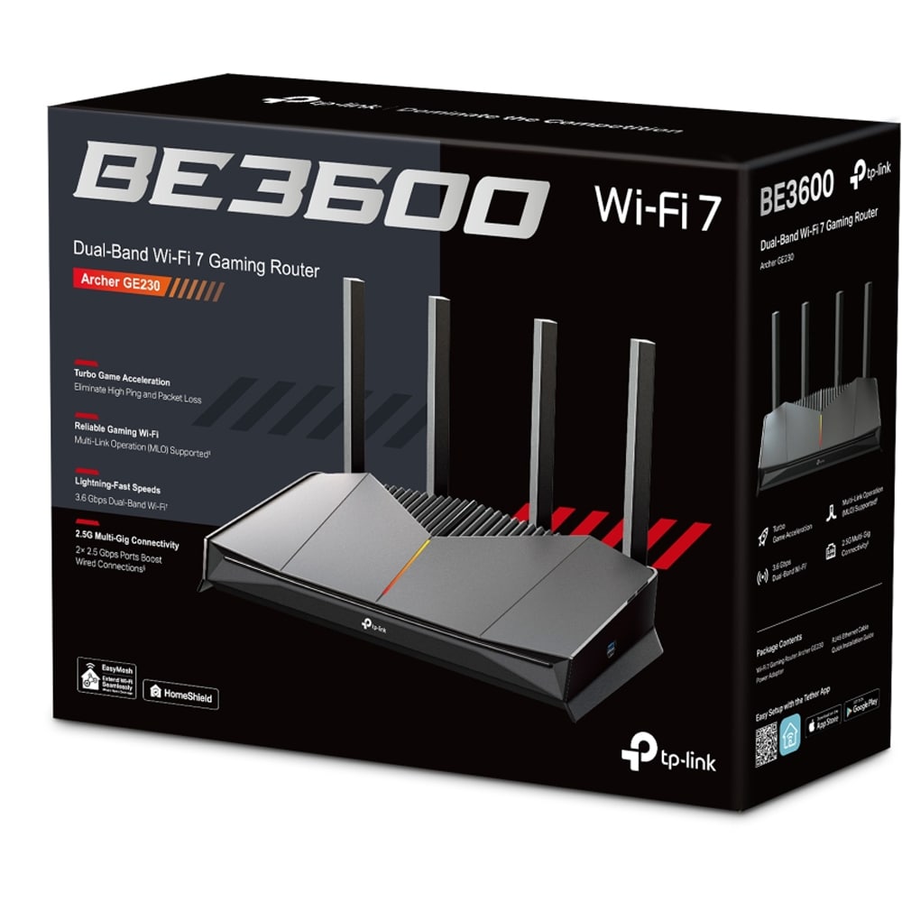 Router Wireless Gigabit TP-LINK Archer GE230 BE3600, Wi-Fi 7, Dual-Band 688 + 2882 Mbps, negru