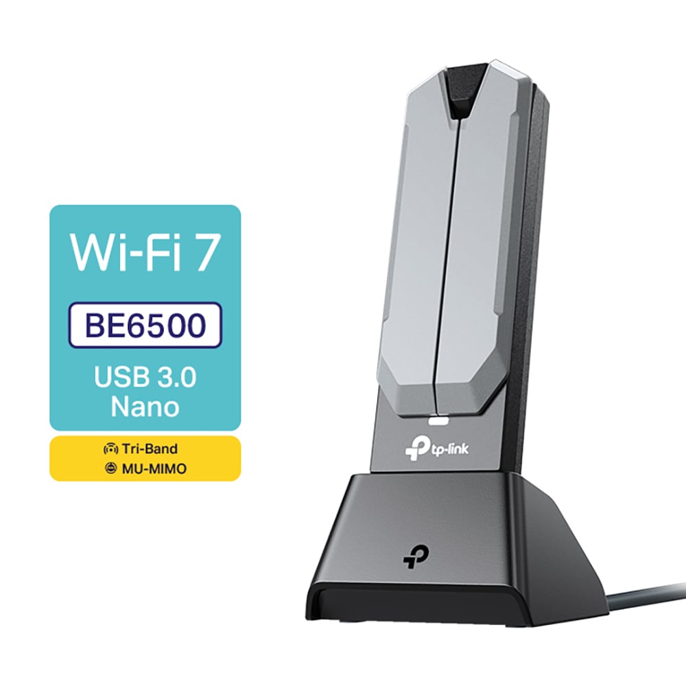 Adaptor USB Wireless TP-LINK Archer TBE400UH BE6500, Wi-Fi 7, Tri-Band 688 + 2882 + 2882 Mbps, gri