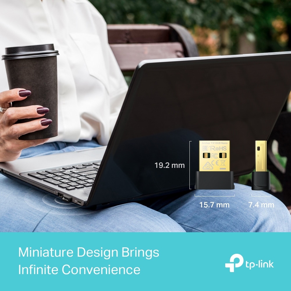 Adaptor nano USB Wireless TP-LINK Archer TX10UB Nano AX900, Dual-Band 287 + 600 Mbps, negru