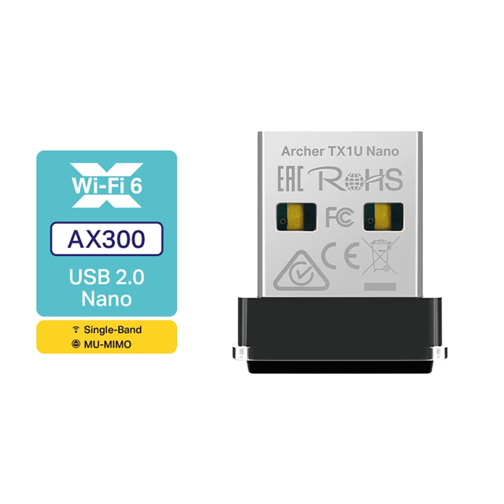 Adaptor nano USB Wireless TP-LINK Archer TX1U Nano AX300, 287 Mbps, negru