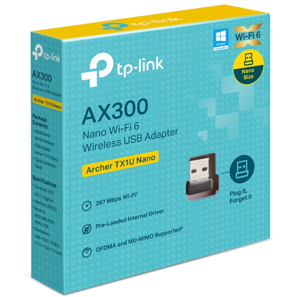 Adaptor nano USB Wireless TP-LINK Archer TX1U Nano AX3000, 287 Mbps, negru