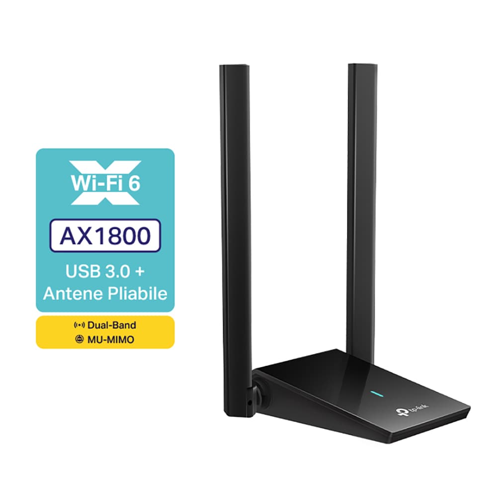 Adaptor USB Wireless TP-LINK Archer TX20U Plus AX1800, Wi-Fi 6, Dual-Band 574 + 1201 Mbps, negru