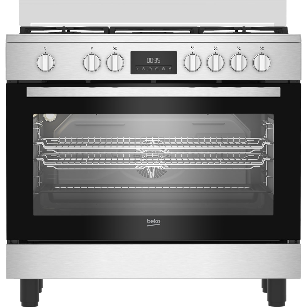 Aragaz BEKO BGM11226EX, 5 arzatoare, Gaz + Electric, L 90 cm, Grill, inox