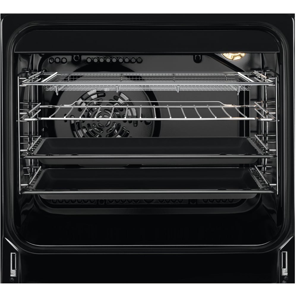 Aragaz AEG Steambake CKB56480BM, 4 arzatoare, Gaz + Electric, L 50 cm, Grill, inox