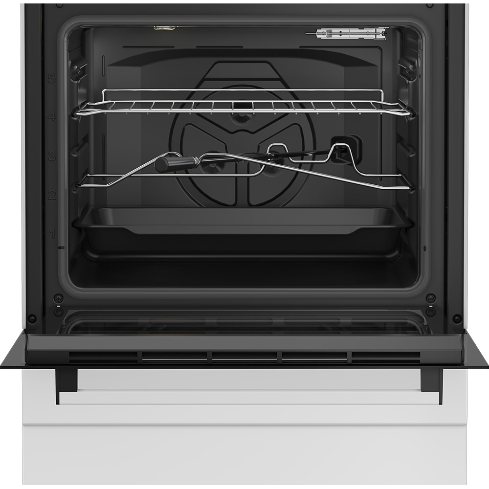 Aragaz BEKO FBGT62110GWO, 4 arzatoare, Gaz, L 60 cm, Grill, Rotisor, alb