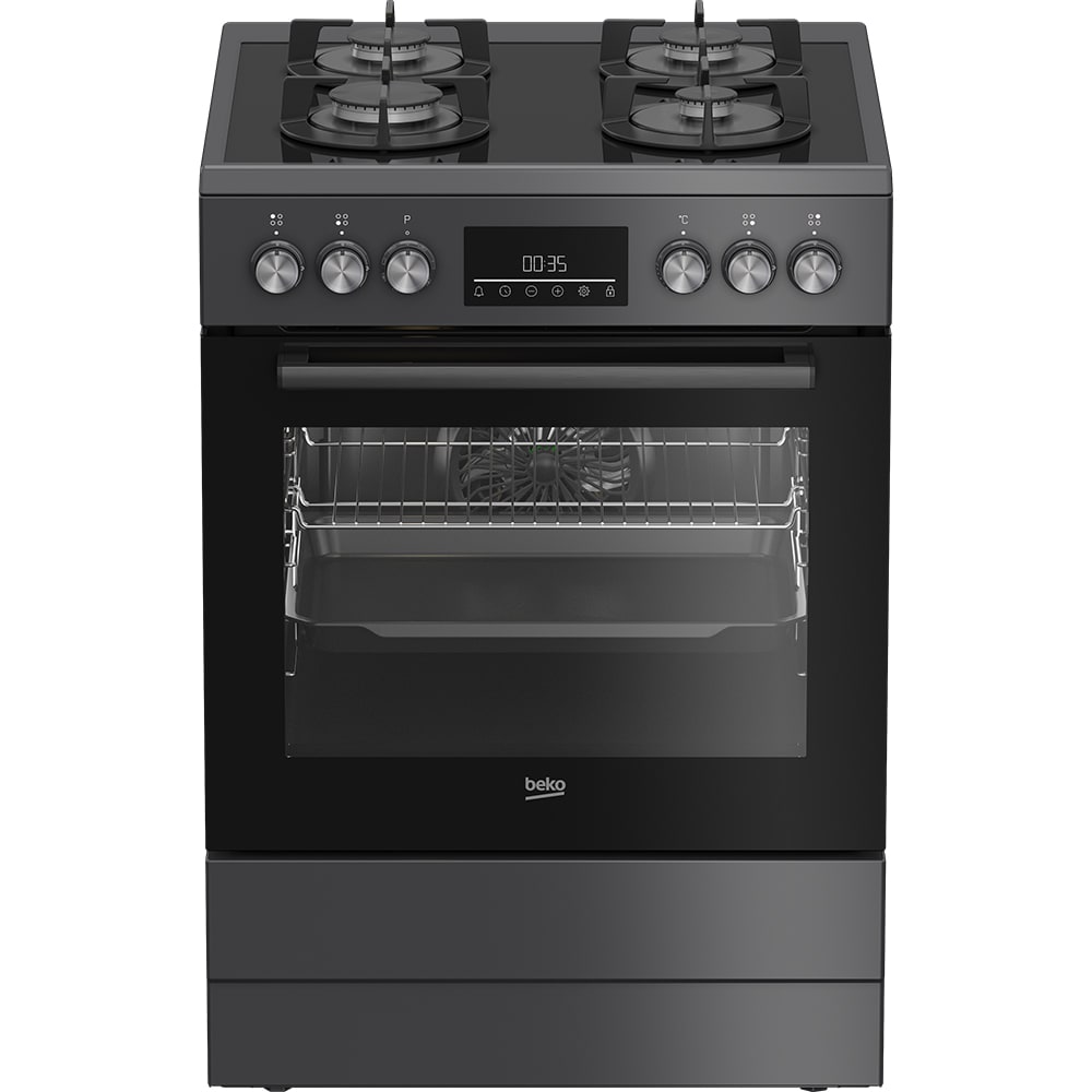 Aragaz BEKO FBM62330GADSN, 4 arzatoare, Gaz + Electric, L 60 cm, Grill, antracit