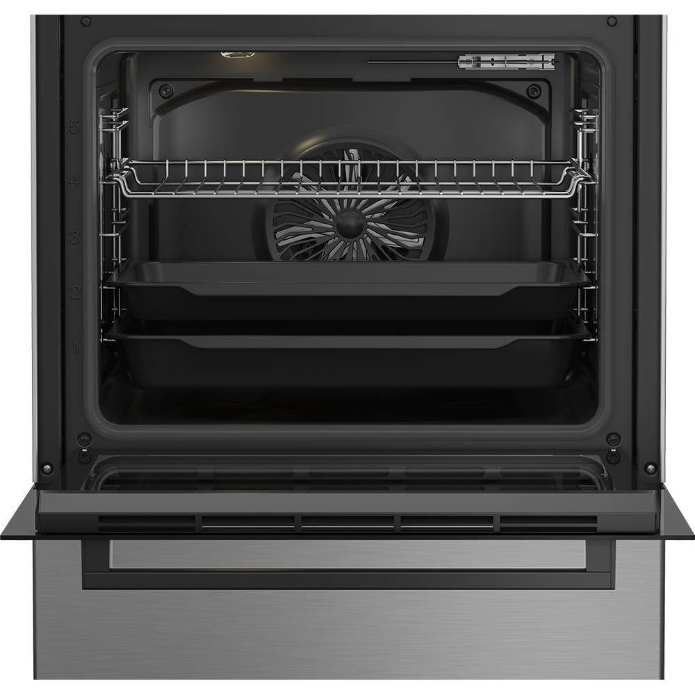 Aragaz BEKO FBSM62320TXD, 4 arzatoare, Gaz + Electric, L 60 cm, Grill, argintiu