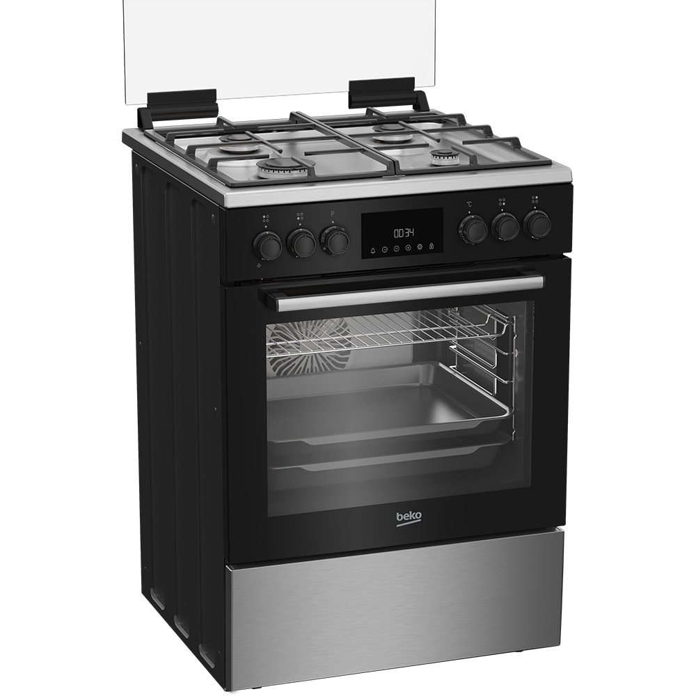 Aragaz BEKO FBSM62530DXMS, 4 arzatoare, Gaz + Electric, L 60 cm, Grill, antracit