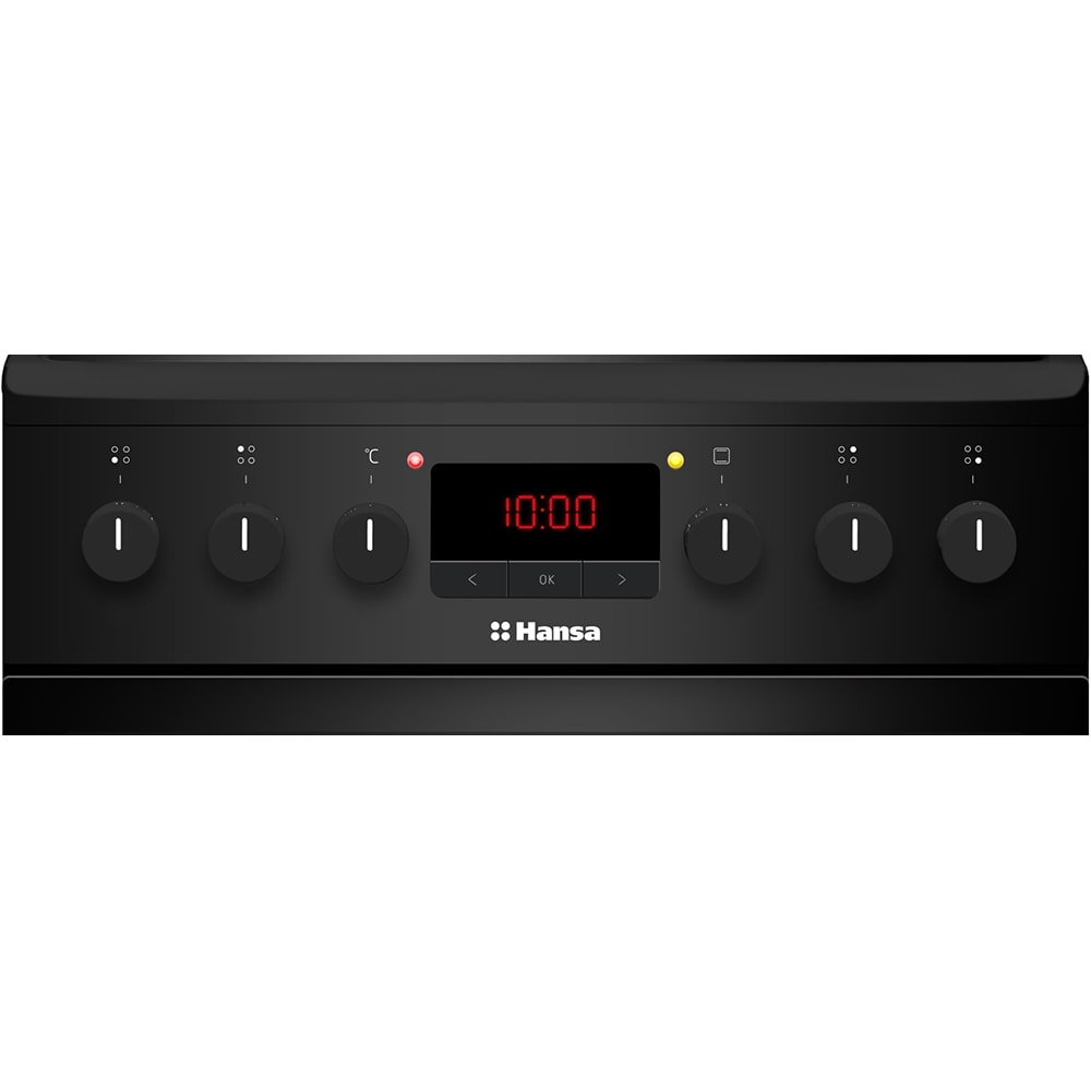 Aragaz HANSA FCCM58209H, 4 arzatoare, Electric, L 50 cm, Grill, negru