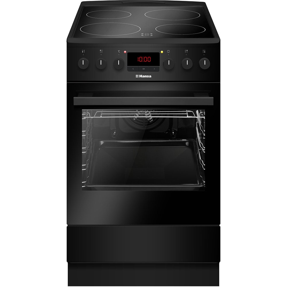 Aragaz HANSA FCCM58209H, 4 arzatoare, Electric, L 50 cm, Grill, negru