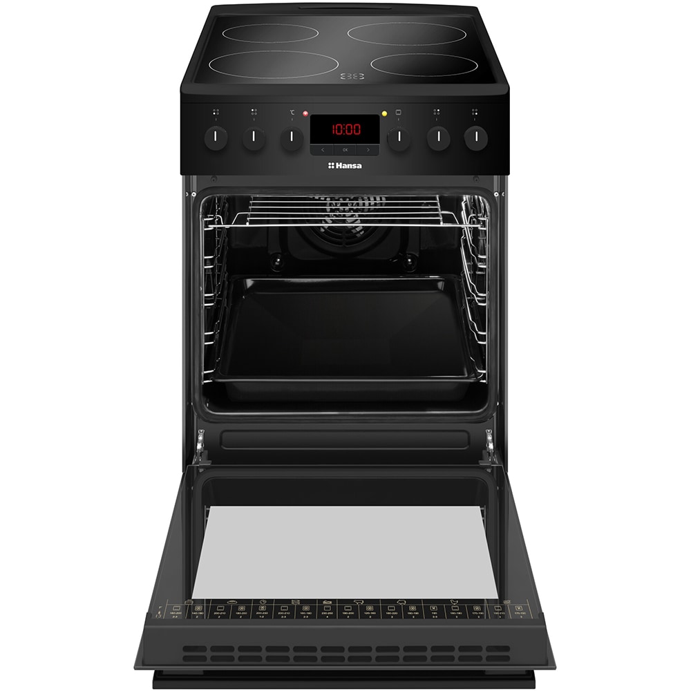 Aragaz HANSA FCCM58209H, 4 arzatoare, Electric, L 50 cm, Grill, negru