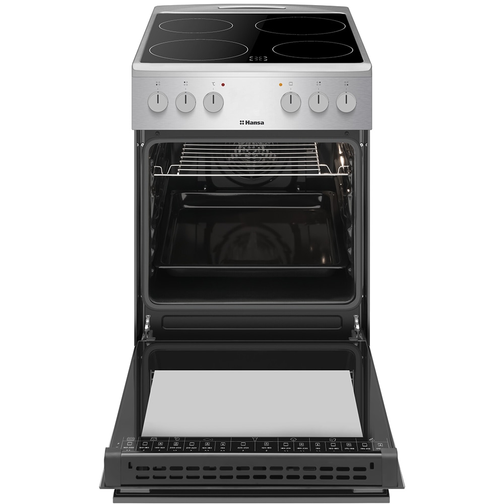 Aragaz HANSA FCCX59009H, 4 arzatoare, Electric, L 50 cm, Grill, inox