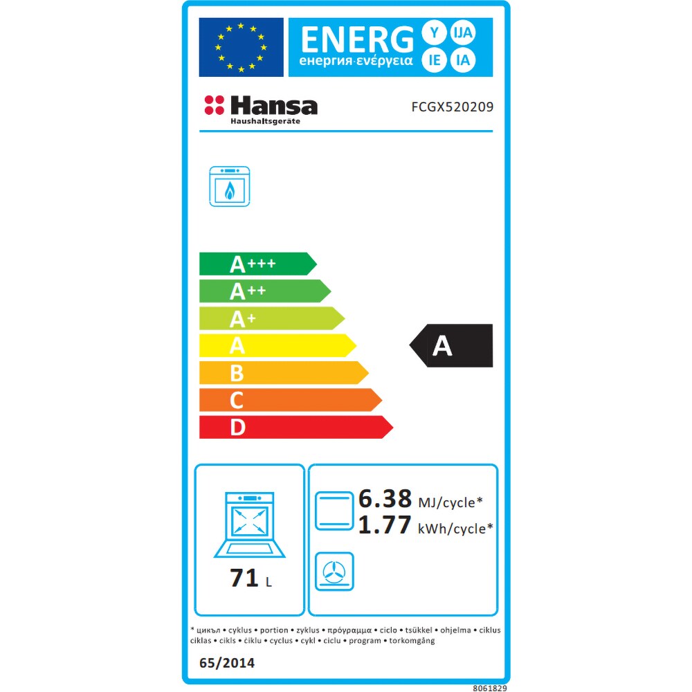 Aragaz HANSA FCGX520209, 4 arzatoare, Gaz, L 50 cm, inox