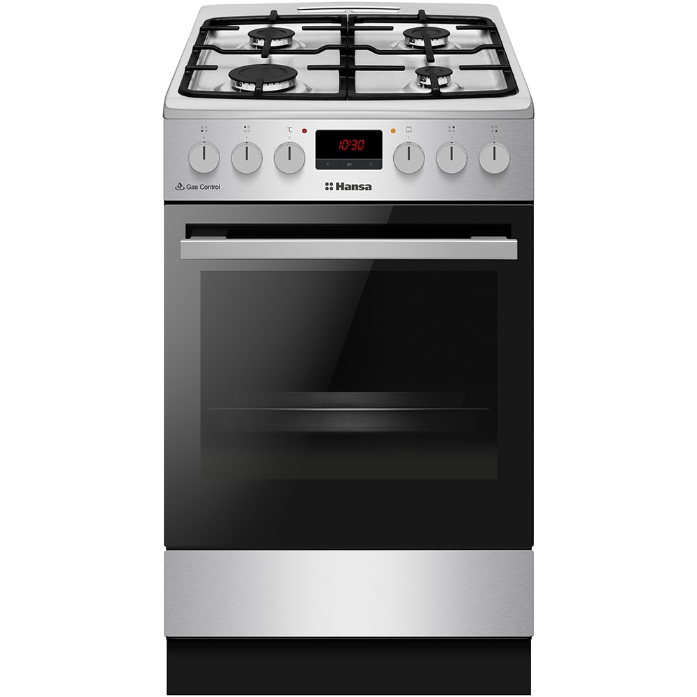 Aragaz HANSA FCMX592299H, 4 arzatoare, Gaz + Electric, L 50 cm, Grill, inox