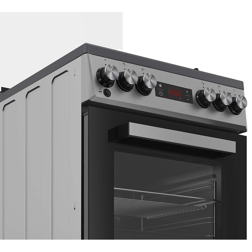 Aragaz BEKO FSM52331TXDS, 4 arzatoare, Gaz + Electric, L 50 cm, Grill, inox