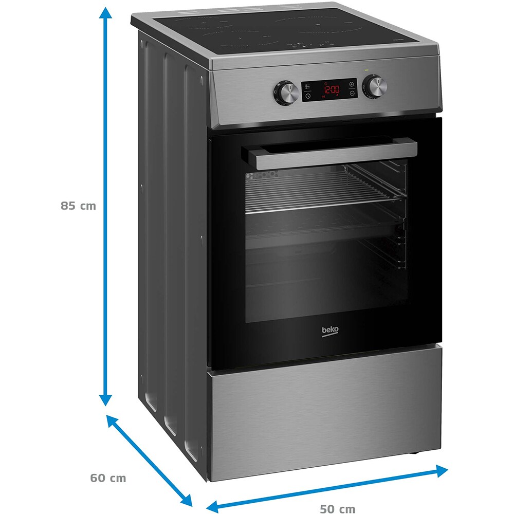 Aragaz BEKO FSM58301XCDT, 3 arzatoare, Electric, L 50 cm, Grill, inox