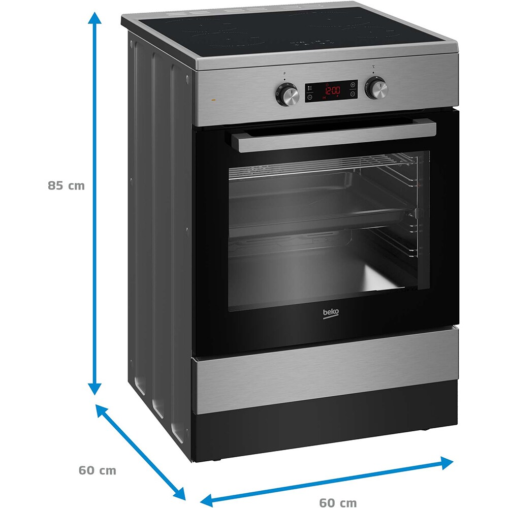 Aragaz BEKO FSM69301XCT, 4 arzatoare, Electric, L 60 cm, Grill, inox