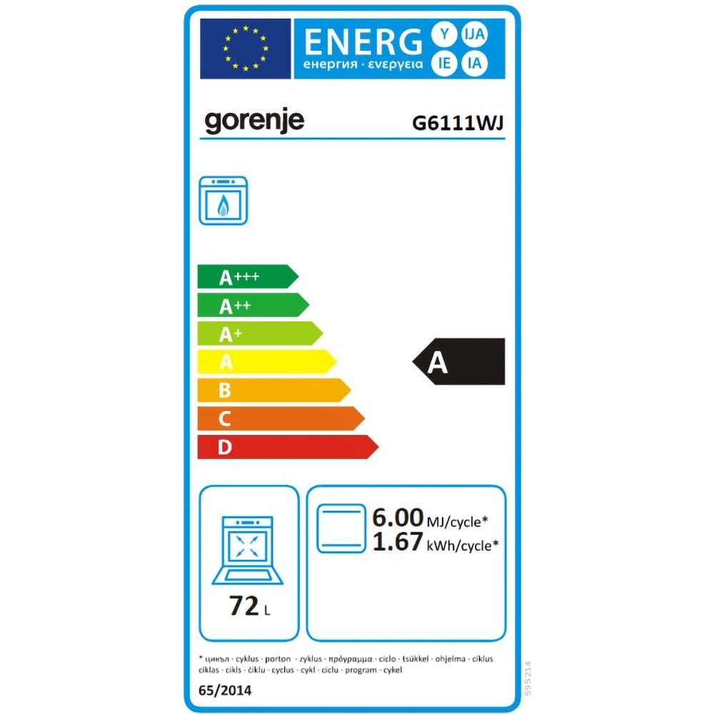 Aragaz GORENJE G6111WJ, 4 arzatoare, Gaz, L 60 cm, alb