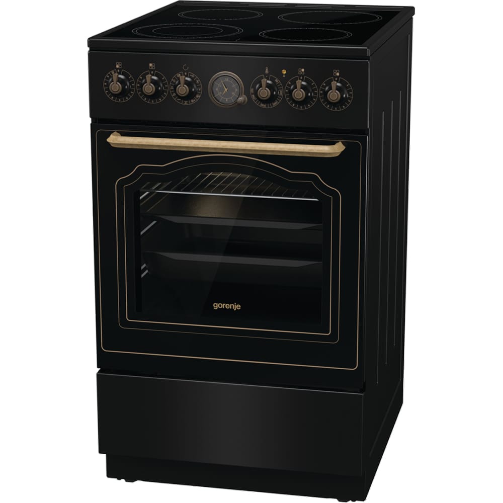 Aragaz GORENJE GECS5B70CLB, 4 arzatoare, Electric, L 50 cm, Grill, negru