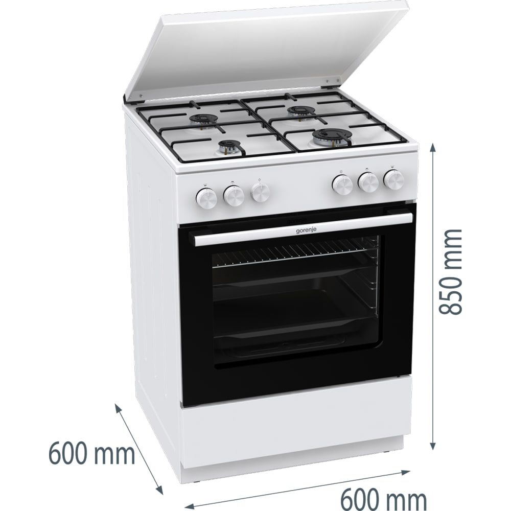 Aragaz GORENJE GG6A11WJ, 4 arzatoare, Gaz, L 60 cm, alb