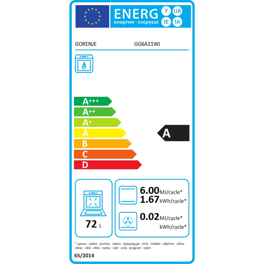 Aragaz GORENJE GG6A11WJ, 4 arzatoare, Gaz, L 60 cm, alb