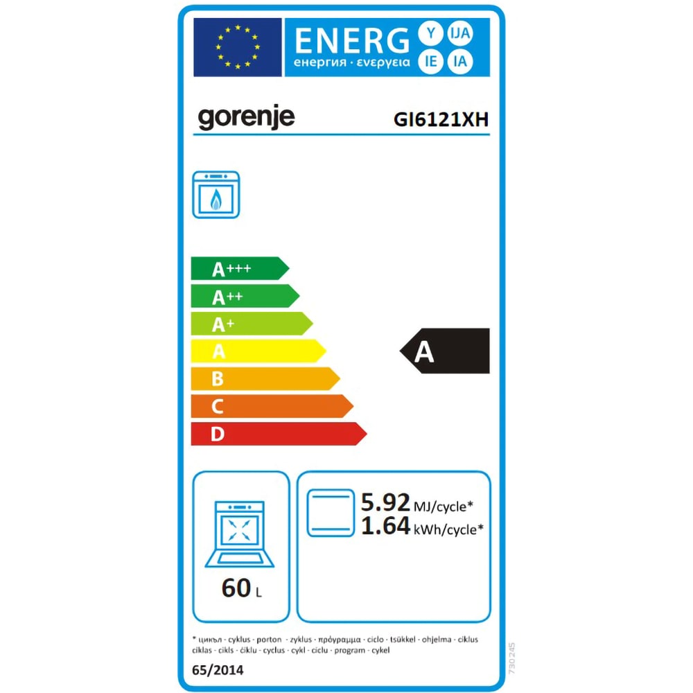 Aragaz GORENJE GI6121XH, 4 arzatoare, gaz, L 60 cm, Grill, inox