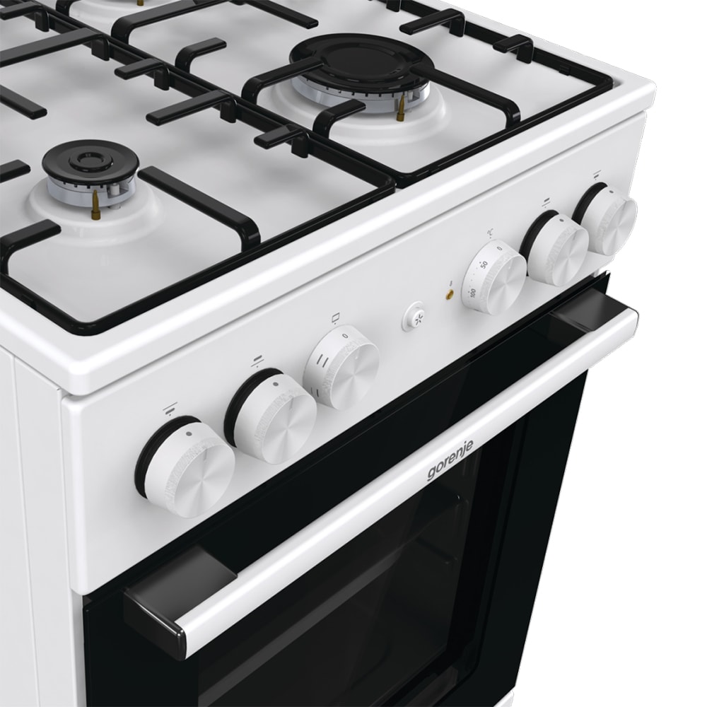 Aragaz GORENJE GK5A22WH, 4 arzatoare, Gaz + Electric, L 50 cm, Grill, alb
