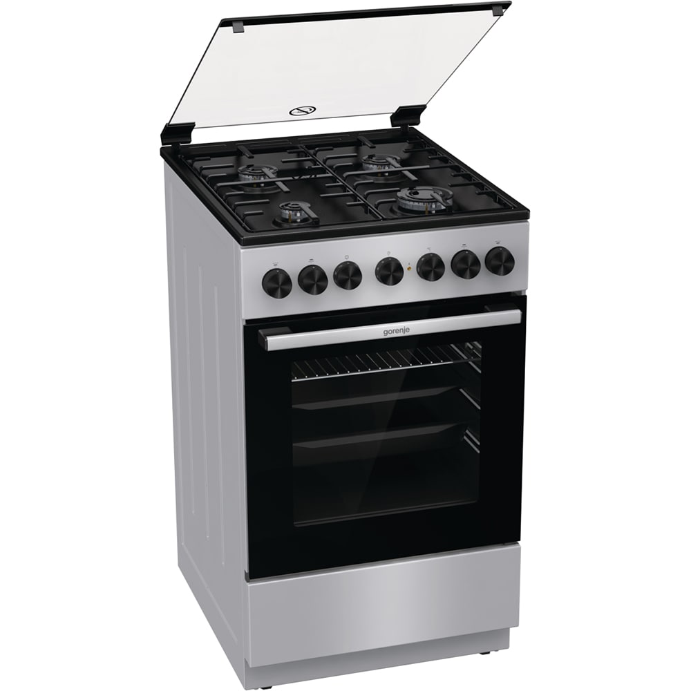 Aragaz GORENJE GK5B40SH, 4 arzatoare, Gaz + Electric, L 50 cm, gri metalic