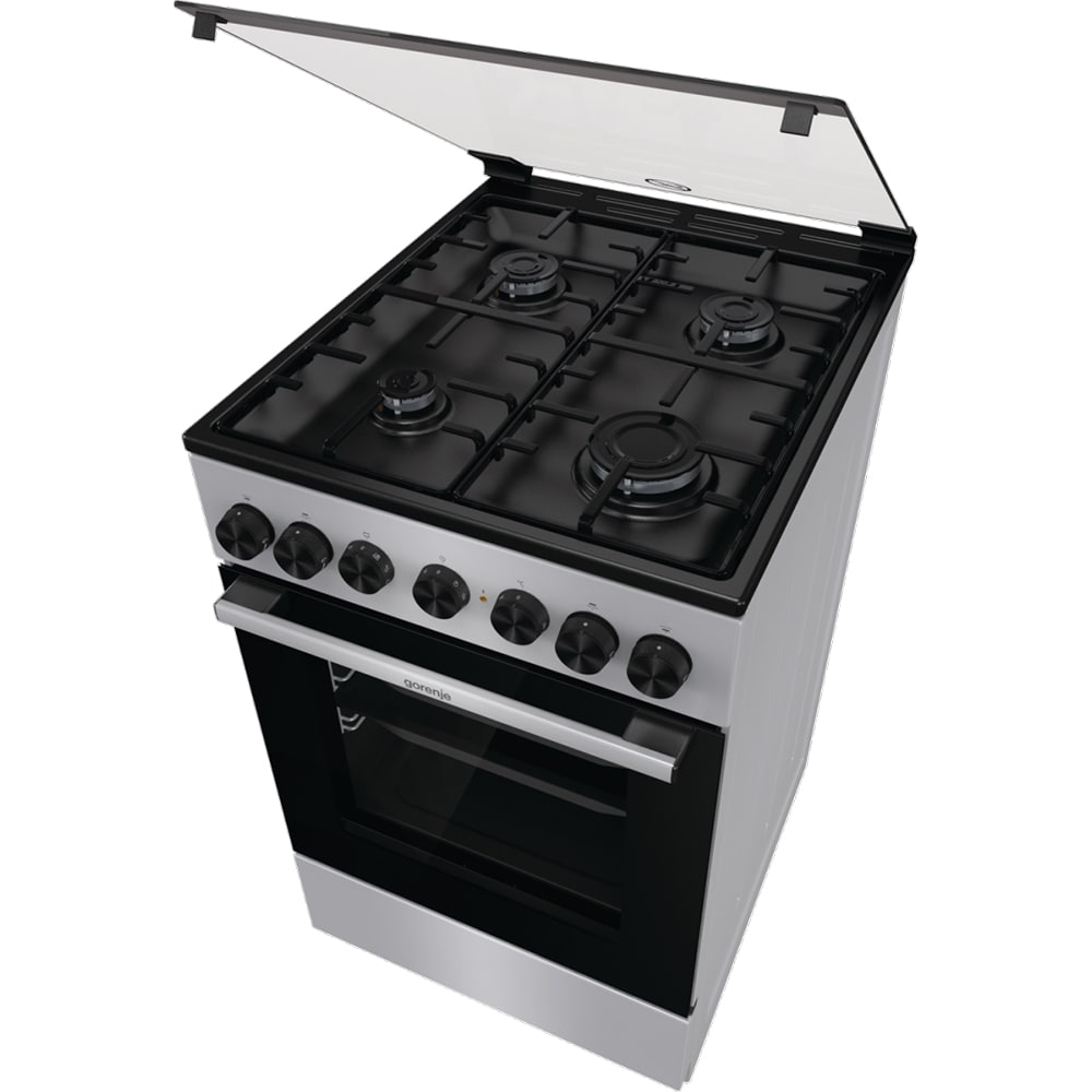Aragaz GORENJE GK5B40SH, 4 arzatoare, Gaz + Electric, L 50 cm, gri metalic
