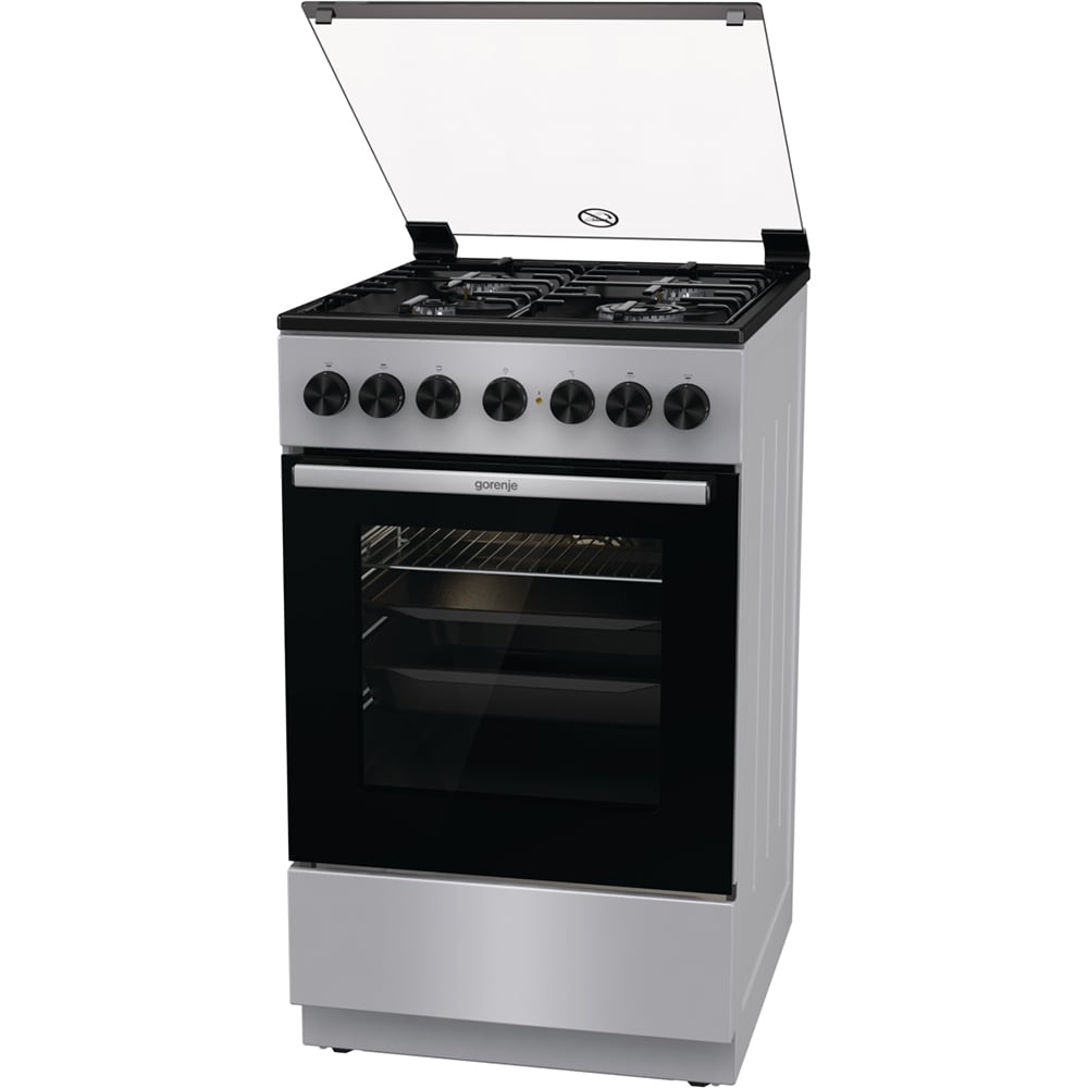 Aragaz GORENJE GK5B40SH, 4 arzatoare, Gaz + Electric, L 50 cm, gri metalic