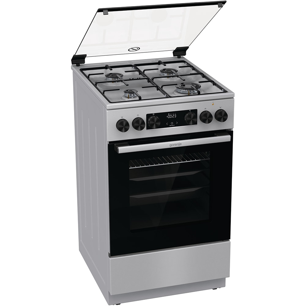 Aragaz GORENJE GK5C61XJ, 4 arzatoare, Gaz + Electric, L 50 cm, Grill, inox