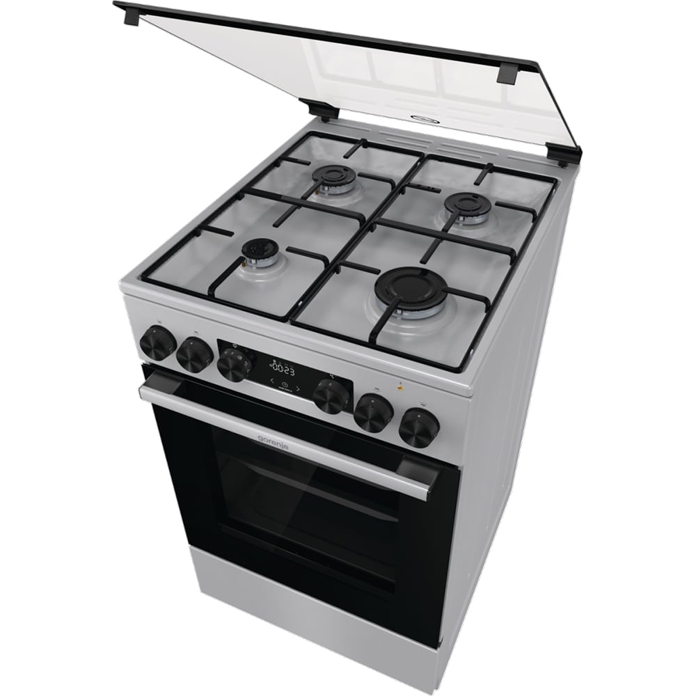 Aragaz GORENJE GK5C61XJ, 4 arzatoare, Gaz + Electric, L 50 cm, Grill, inox