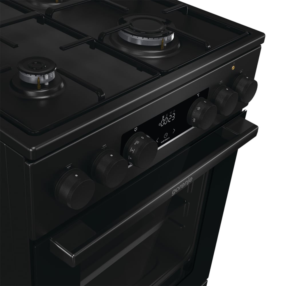 Aragaz GORENJE GKS5C70BJ, 4 arzatoare, Gaz + Electric, L 50 cm, negru
