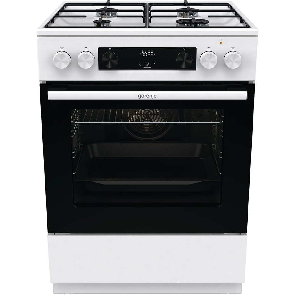 Aragaz GORENJE GKS6C70WJ, 4 arzatoare, Gaz + Electric, L 60 cm, Grill, alb