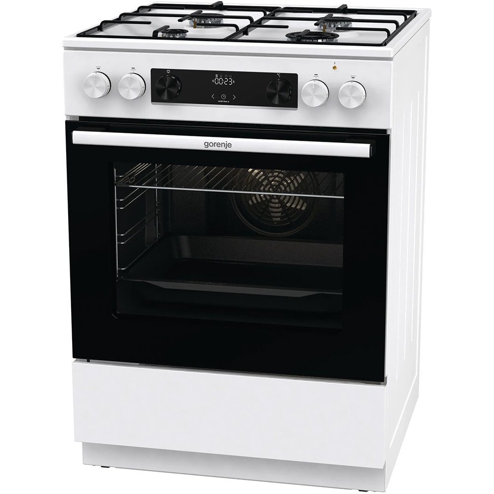 Aragaz GORENJE GKS6C70WJ, 4 arzatoare, Gaz + Electric, L 60 cm, Grill, alb