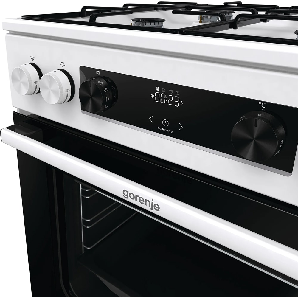 Aragaz GORENJE GKS6C70WJ, 4 arzatoare, Gaz + Electric, L 60 cm, Grill, alb