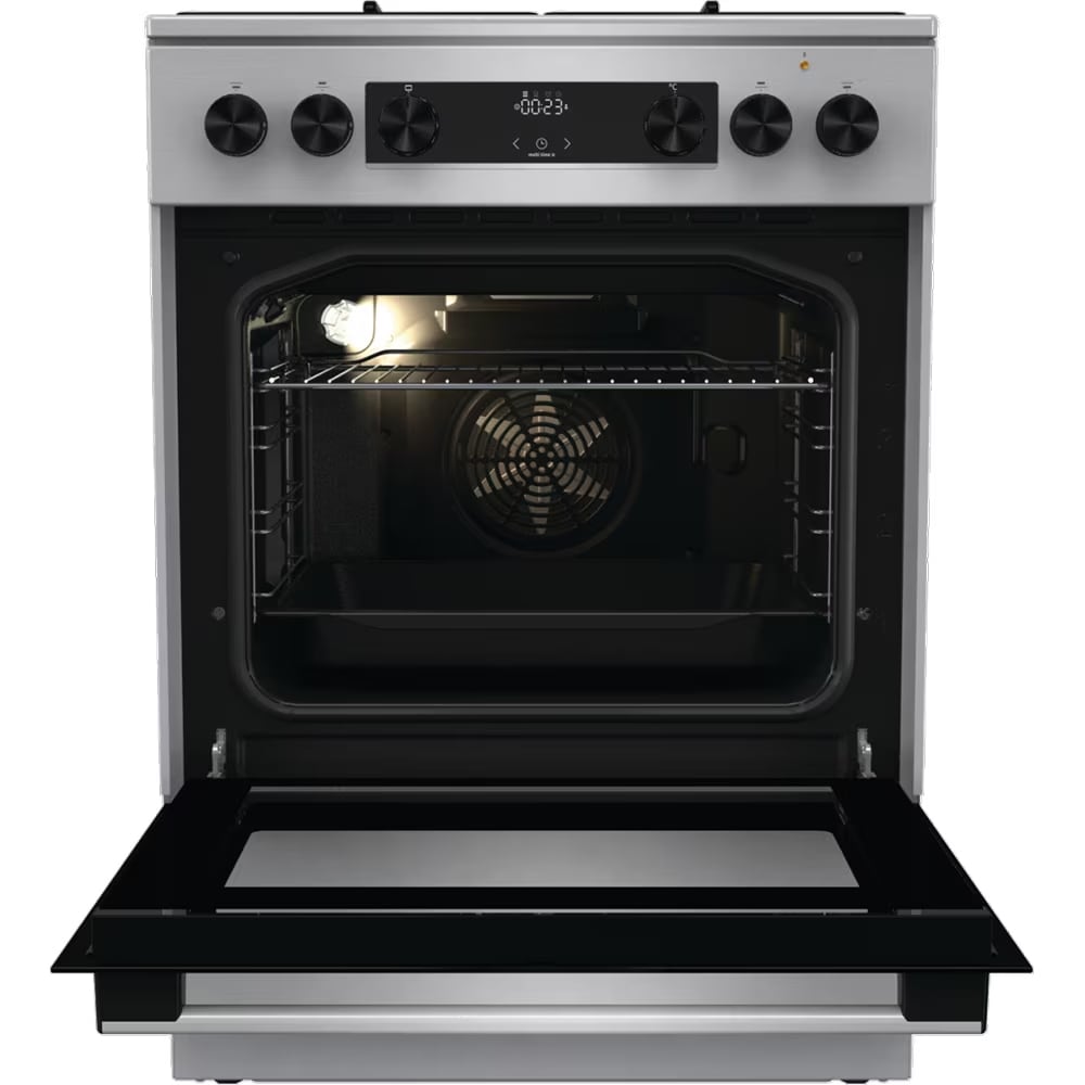 Aragaz GORENJE GKS6C70XJ, 4 arzatoare, Gaz + Electric, L 60 cm, Grill, inox
