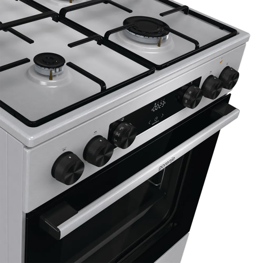 Aragaz GORENJE GKS6C70XJ, 4 arzatoare, Gaz + Electric, L 60 cm, Grill, inox