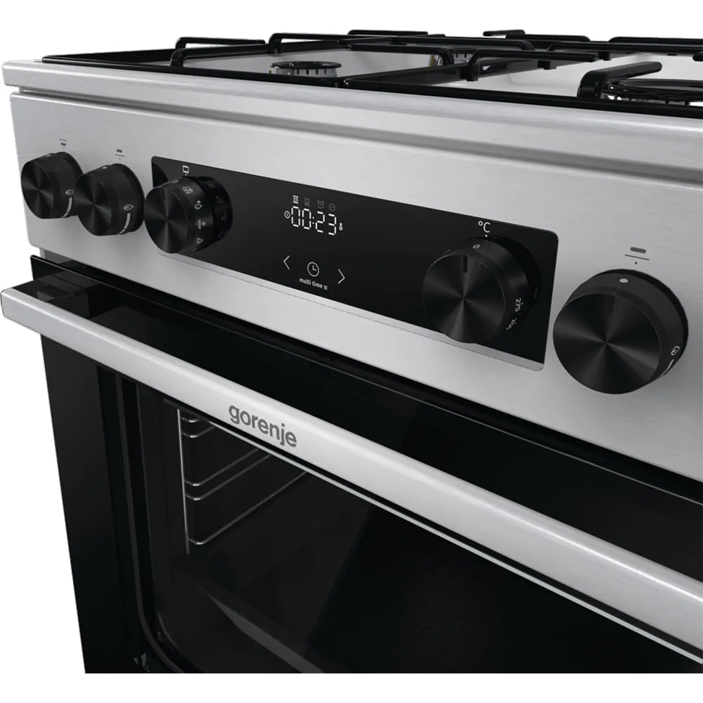 Aragaz GORENJE GKS6C70XJ, 4 arzatoare, Gaz + Electric, L 60 cm, Grill, inox