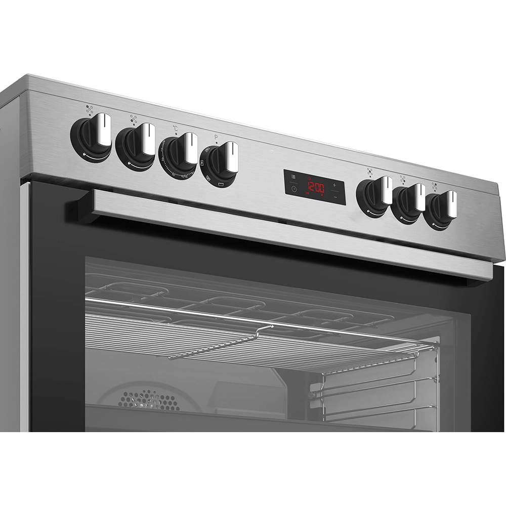 Aragaz BEKO GM15325DX, 5 arzatoare, Gaz + Electric, L 90 cm, Grill, inox