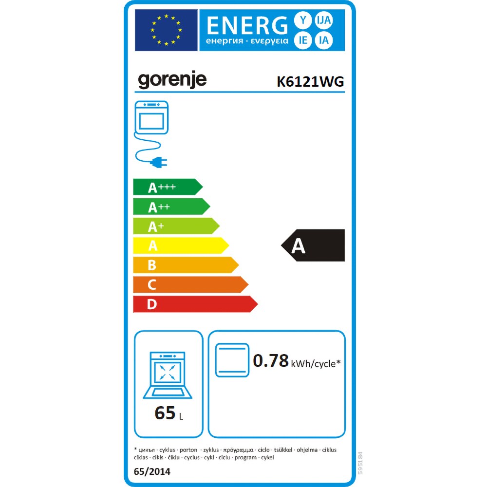 Aragaz GORENJE K6121WG, 4 arzatoare, Gaz + Electric, L 60 cm, Grill, alb