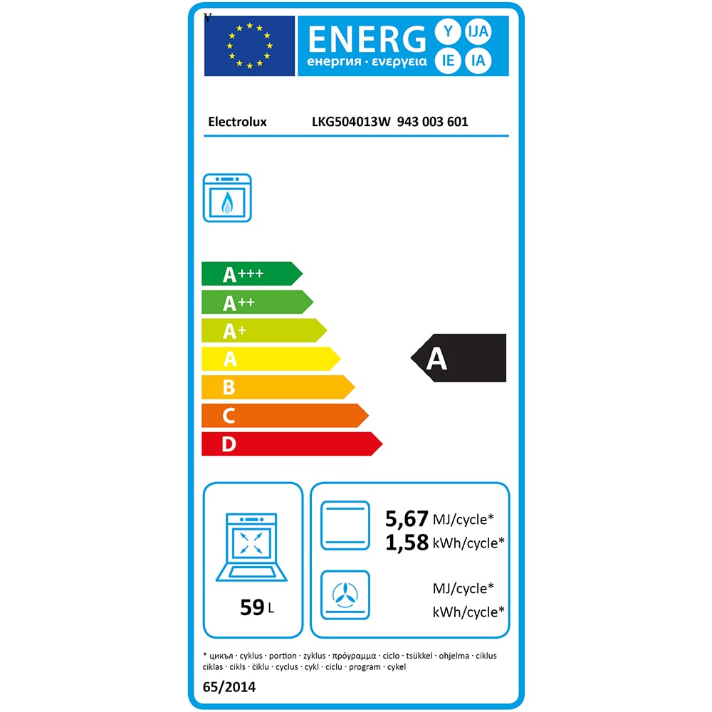 Aragaz ELECTROLUX LKG504013W, 4 arzatoare, Gaz, L 50 cm, Grill, Rotisor, alb