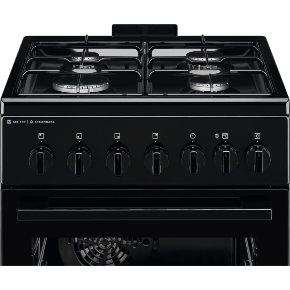 Aragaz ELECTROLUX LKK560010K, SteamBake, 4 arzatoare, Gaz + Electric, L 50 cm, Grill, negru