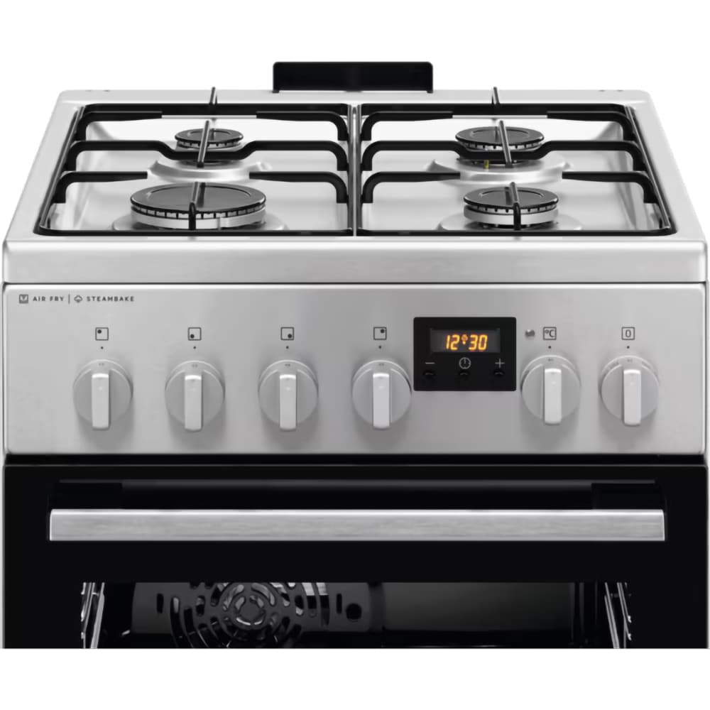 Aragaz ELECTROLUX LKK560228X, SteamBake, AirFry, 4 arzatoare, Gaz + Electric, L 50 cm, Grill, inox