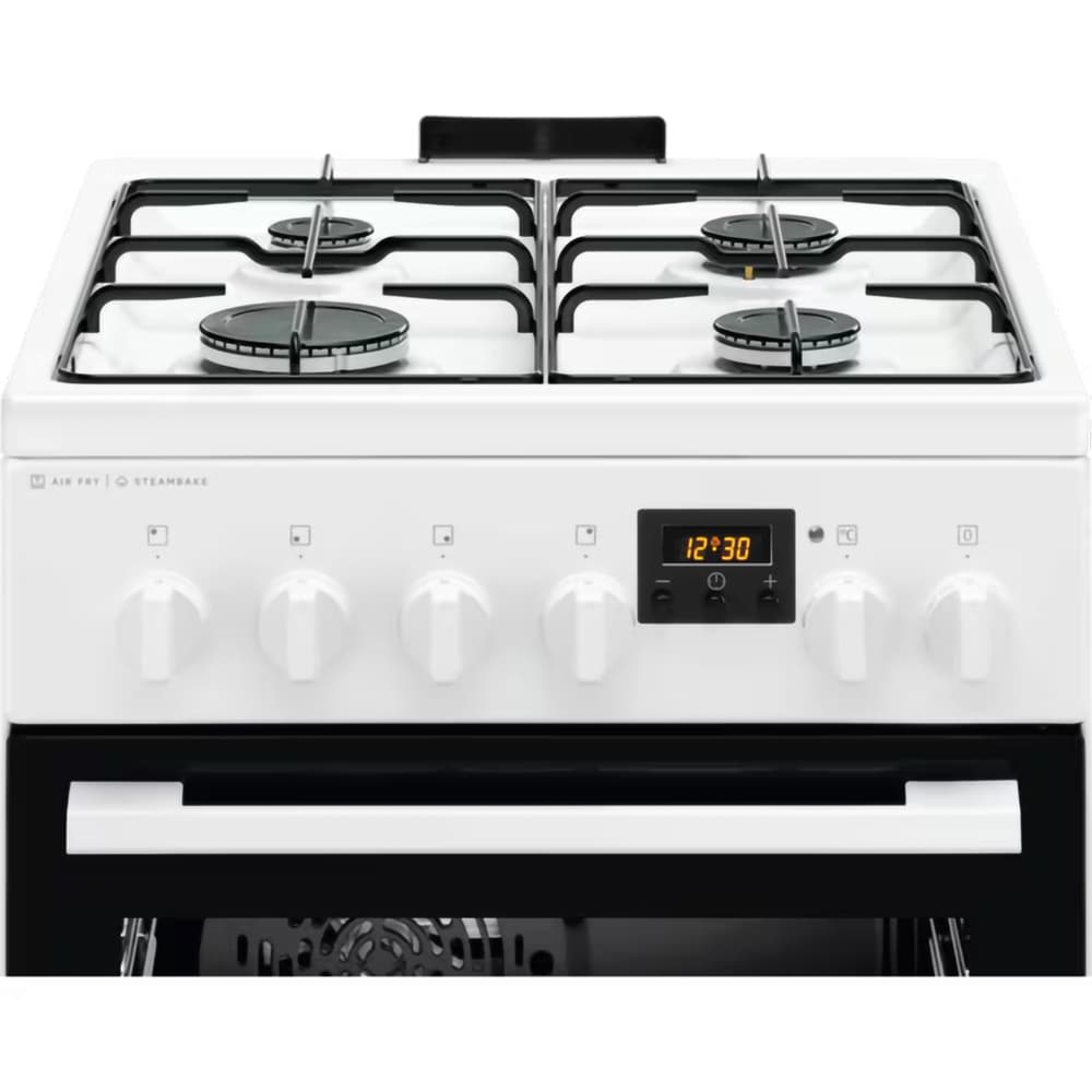 Aragaz ELECTROLUX LKK560232W, SteamBake, AirFry, 4 arzatoare, Gaz + Electric, L 50 cm, Grill, alb