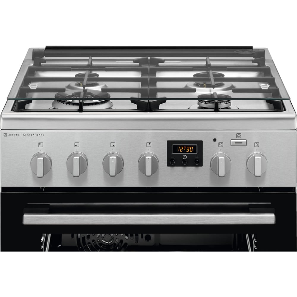 Aragaz ELECTROLUX Steambake LKK664200X, 4 arzatoare, Gaz + Electric, L 60 cm, Grill, inox