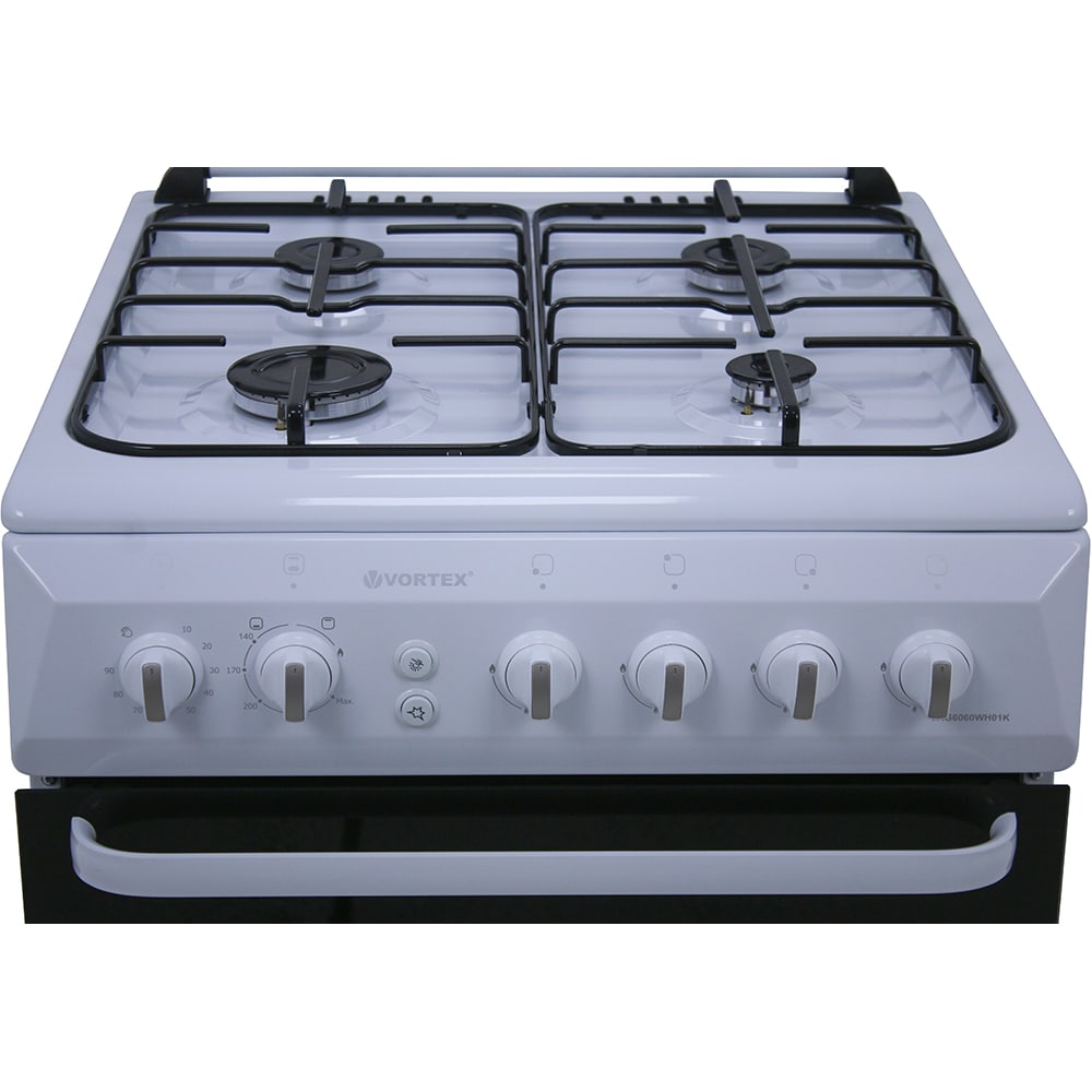 Aragaz VORTEX VAG6060WH01K, 4 arzatoare, Gaz, L 60 cm, Grill, Rotisor, alb